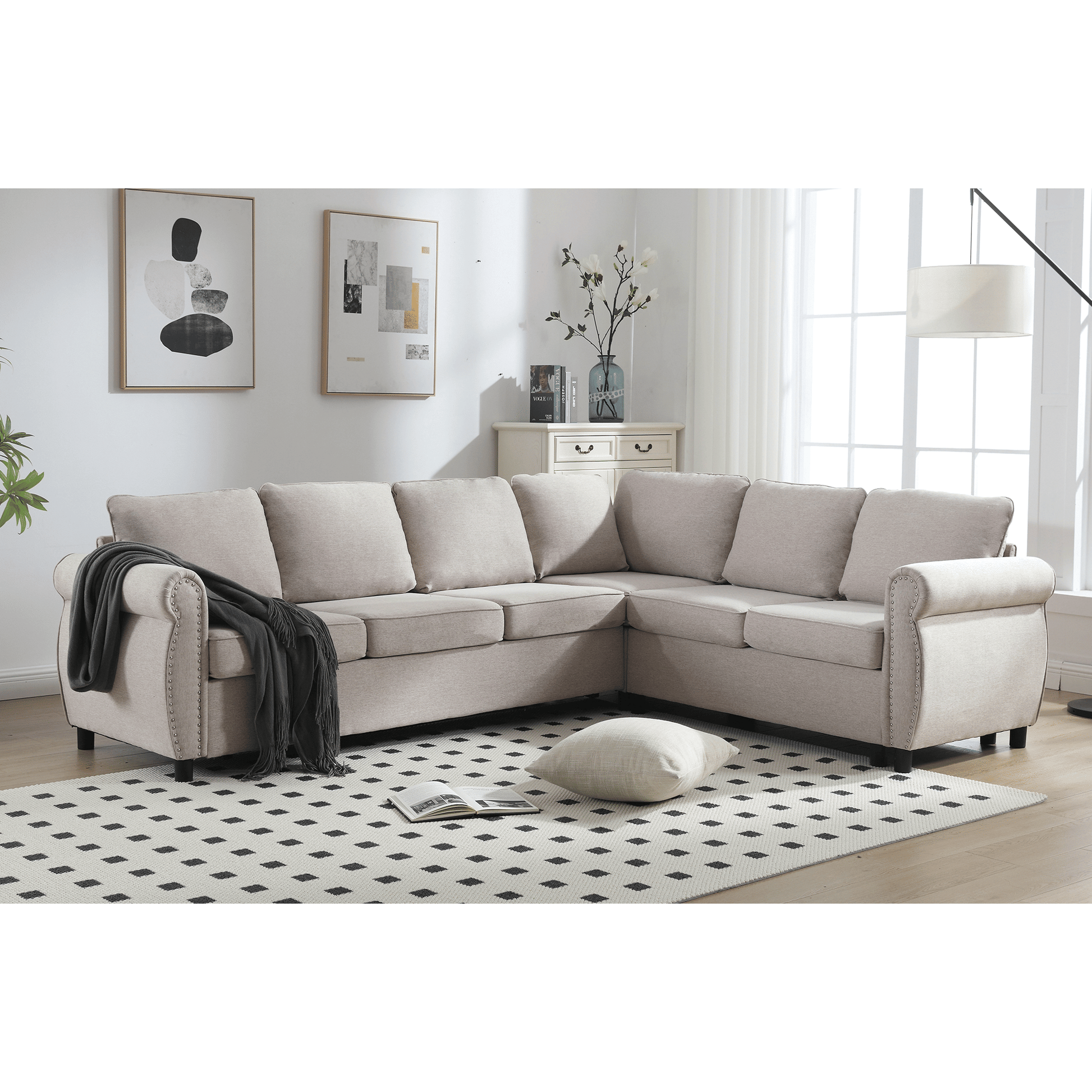 [NEW ARRIVED] [VIDEO PROVIDED]Sleeper Sofa, 2 in 1 Pull Out Couch Bed,6 seater sofa bed, L Shaped Sectional Sofa ,Rivete image 10