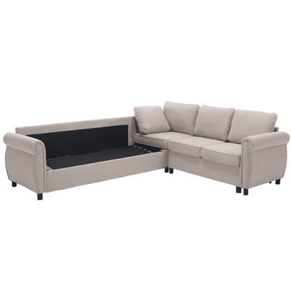 [NEW ARRIVED] [VIDEO PROVIDED]Sleeper Sofa, 2 in 1 Pull Out Couch Bed,6 seater sofa bed, L Shaped Sectional Sofa ,Rivete image 14
