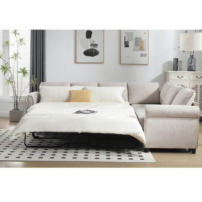 [NEW ARRIVED] [VIDEO PROVIDED]Sleeper Sofa, 2 in 1 Pull Out Couch Bed,6 seater sofa bed, L Shaped Sectional Sofa ,Rivete image 4