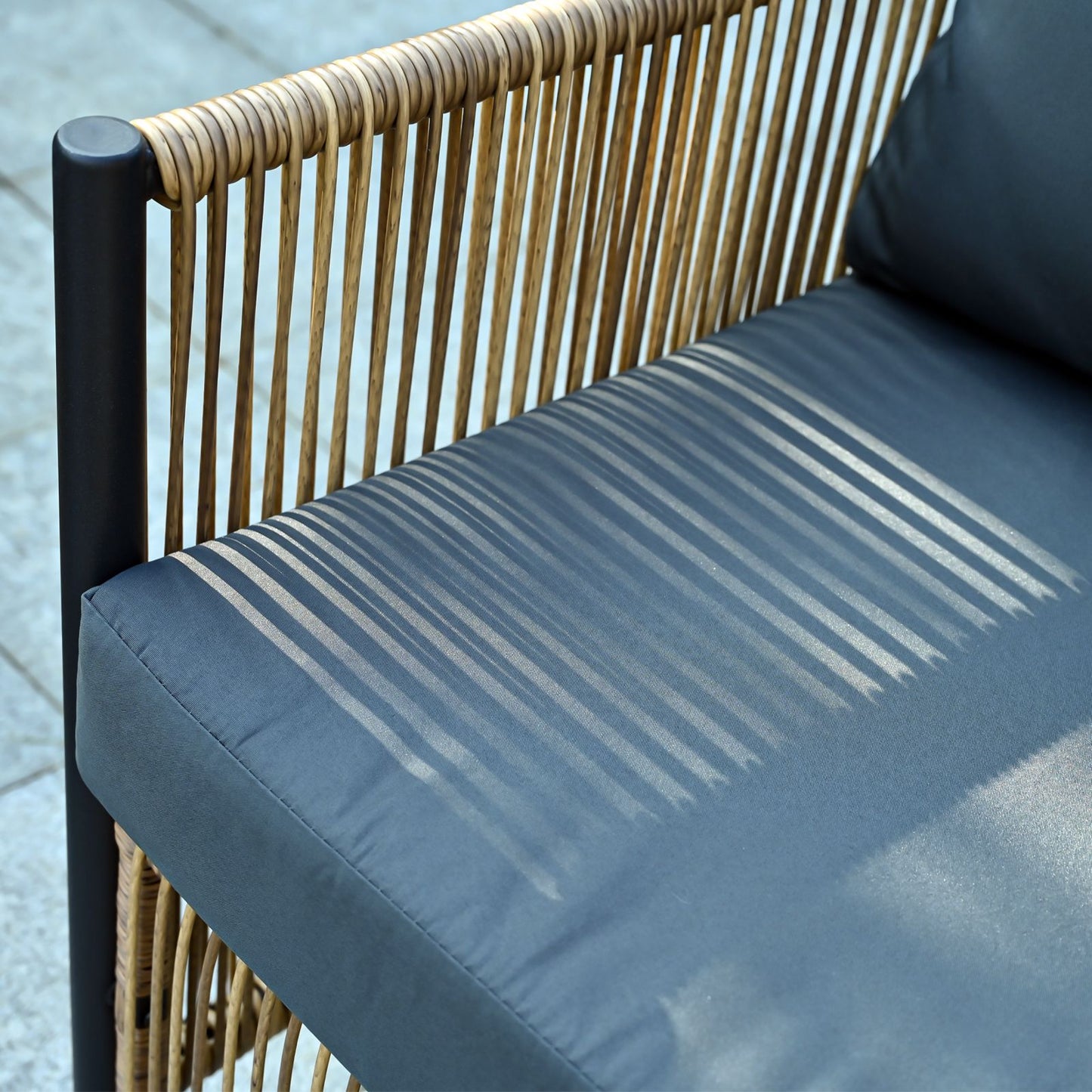 New Comming Outdoor PE Brown Wicker 2seats Sofa with Grey Cushion and Table Set image 5