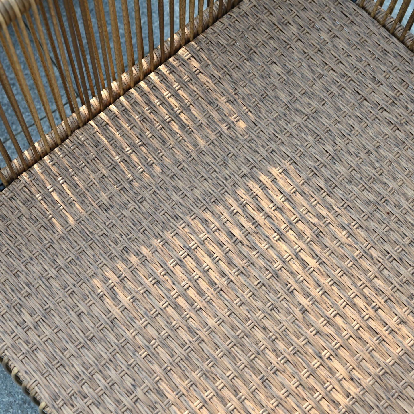 New Comming Outdoor PE Brown Wicker 2seats Sofa with Grey Cushion and Table Set image 6