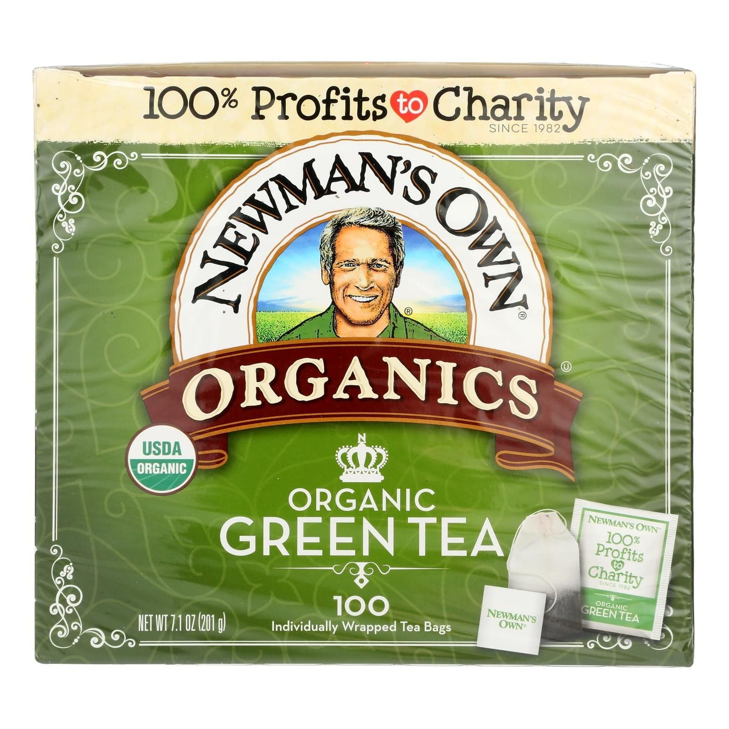 Newman's Own Organics Organic Green Tea Bags - Case Of 5 - 100 Ct image 1
