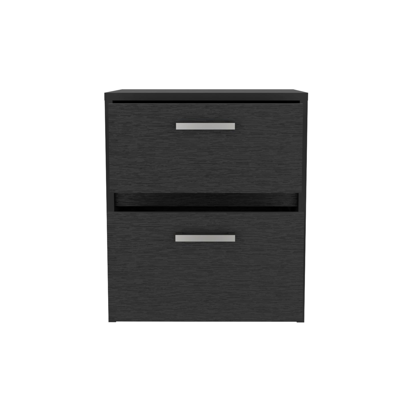 Nightstand 18"H , 2 Drawers with Metal Handles, Black image 4