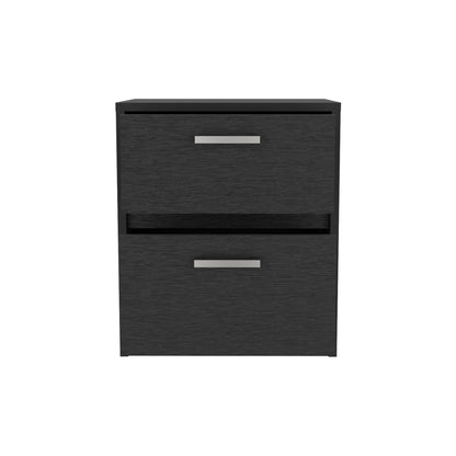 Nightstand 18"H , 2 Drawers with Metal Handles, Black image 4