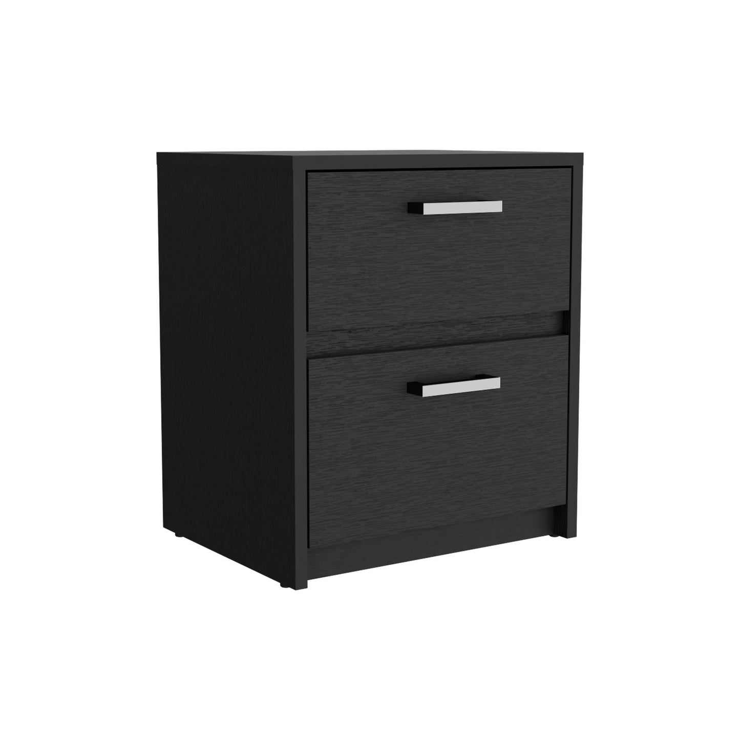 Nightstand 18"H , 2 Drawers with Metal Handles, Black image 3