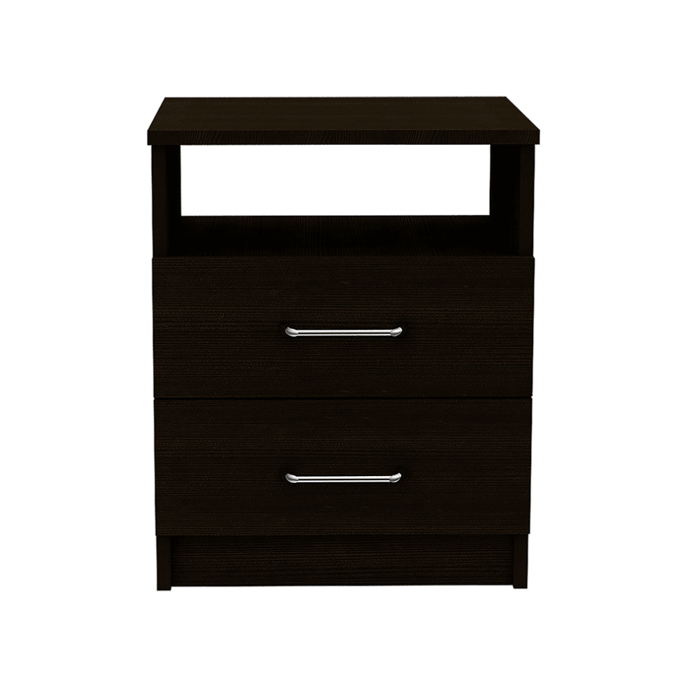 Nightstand 20"H, Two Drawers, One Shelf, Superior Top, Black image 3