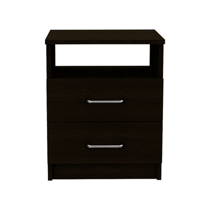 Nightstand 20"H, Two Drawers, One Shelf, Superior Top, Black image 3