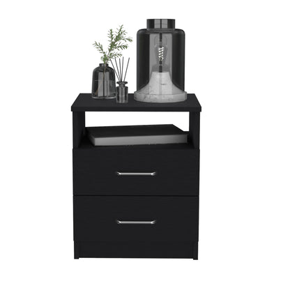 Nightstand 20"H, Two Drawers, One Shelf, Superior Top, Black image 4
