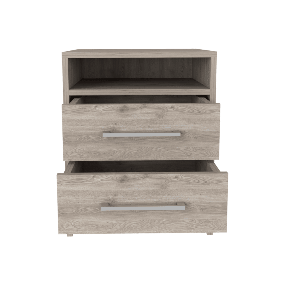 Nightstand 20"H, Two Drawers, Superior Top, Metal Handles, Light Gray image 5