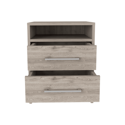 Nightstand 20"H, Two Drawers, Superior Top, Metal Handles, Light Gray image 5