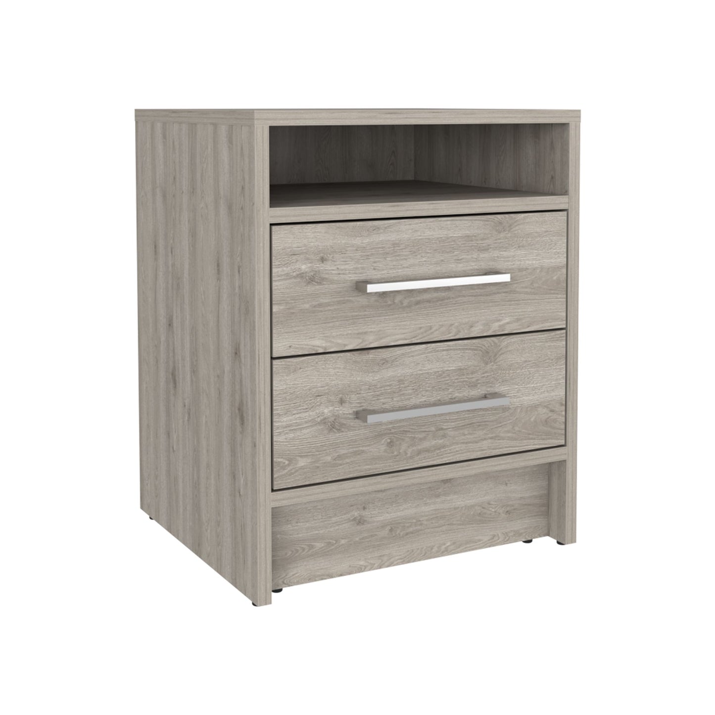 Nightstand 20"H, Two Drawers, Superior Top, Metal Handles, Light Gray image 4