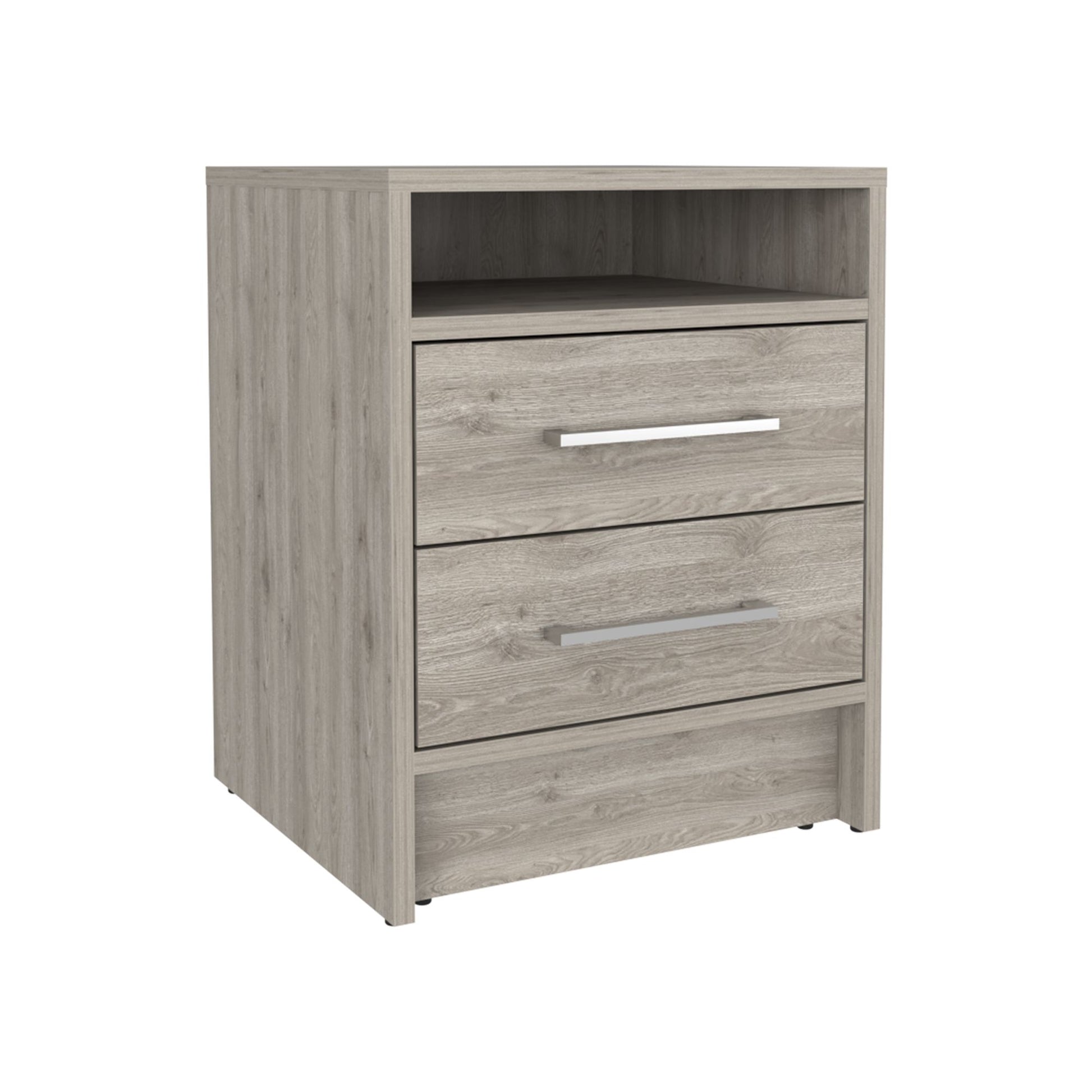 Nightstand 20"H, Two Drawers, Superior Top, Metal Handles, Light Gray image 4