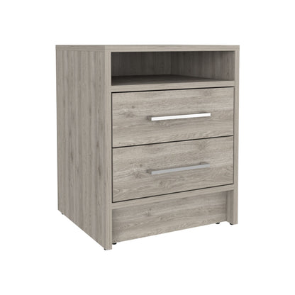 Nightstand 20"H, Two Drawers, Superior Top, Metal Handles, Light Gray image 4
