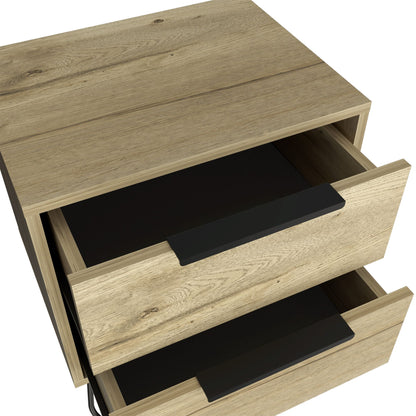 Nightstand 22" H, Four hairpin legs, Two Drawers, Light Oak image 5