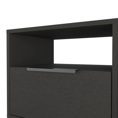 Nightstand 22"H, One Open Shelf, Single Door Cabient, Hairpin Legs, Black image 7