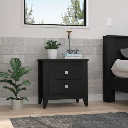Nightstand 24"H, Two Drawers, Four Legs, Superior Top, Black image 1