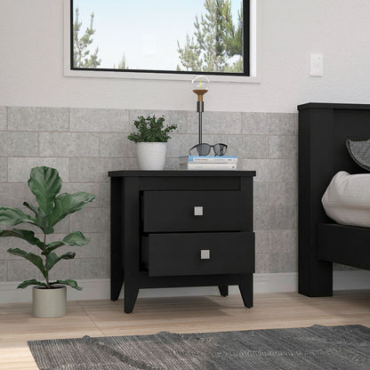 Nightstand 24"H, Two Drawers, Four Legs, Superior Top, Black image 2