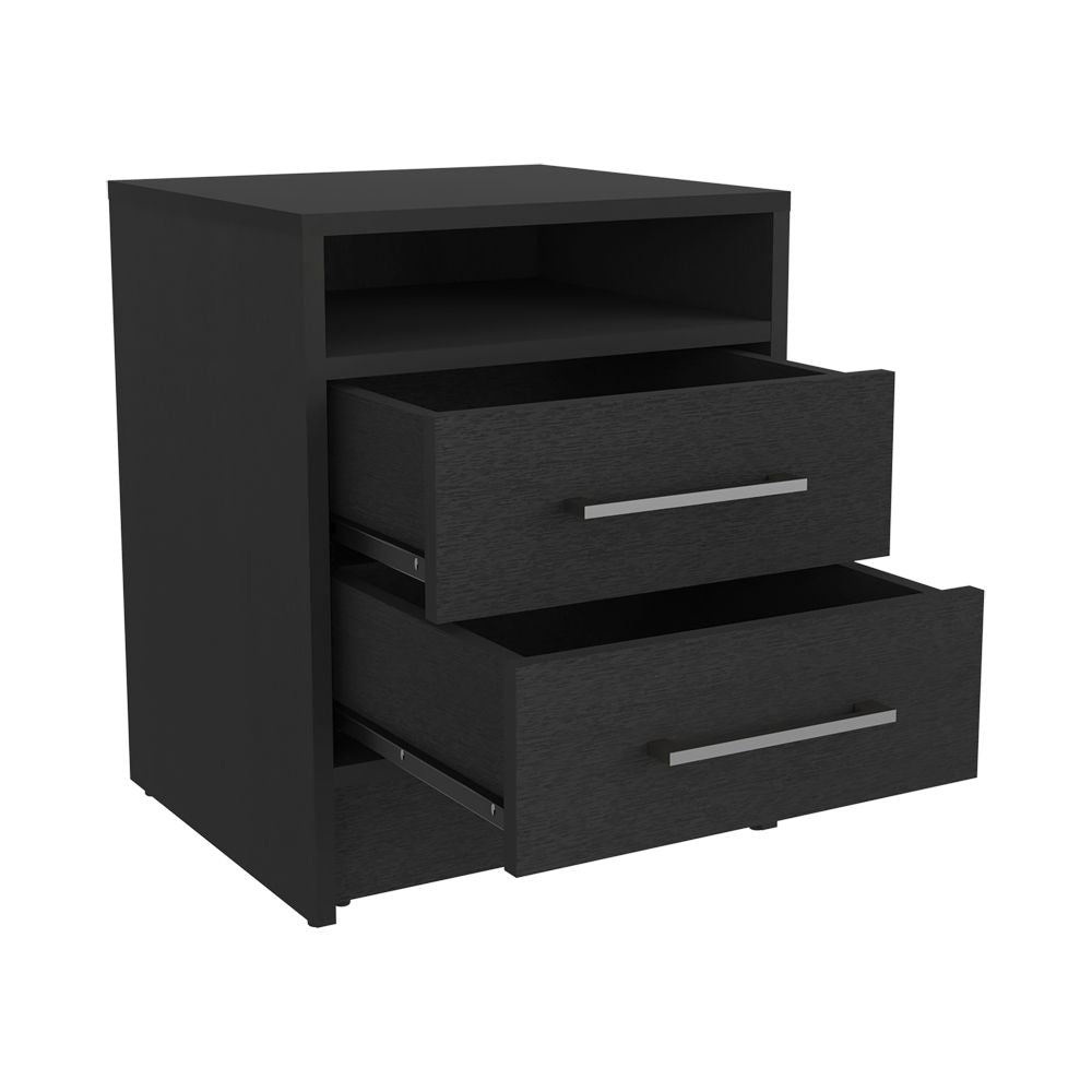 Nightstand Cartiz, Two Drawers, Black Wengue Finish image 7