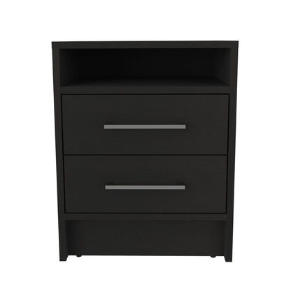 Nightstand Cartiz, Two Drawers, Black Wengue Finish image 2
