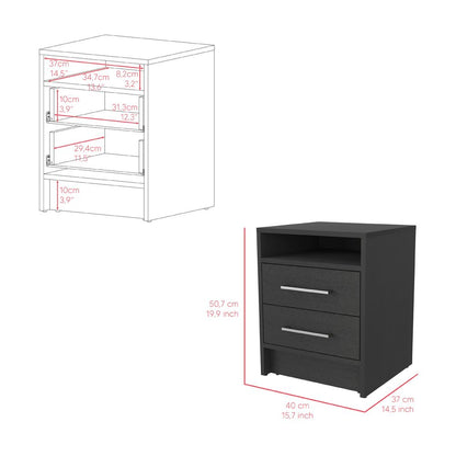 Nightstand Cartiz, Two Drawers, Black Wengue Finish image 3