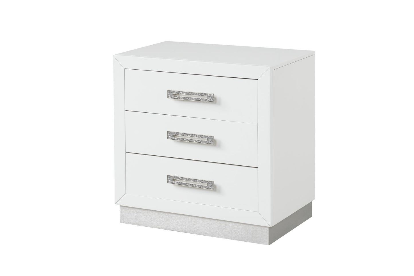 Nightstand Made with Wood in Milky White Color image 1