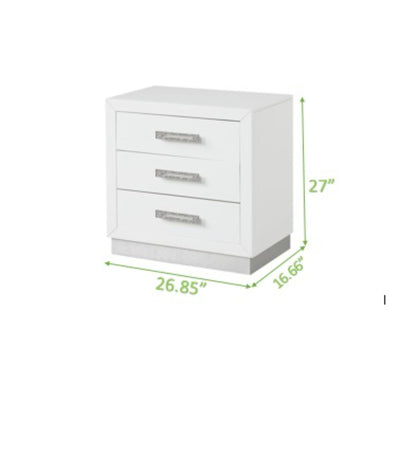 Nightstand Made with Wood in Milky White Color image 3