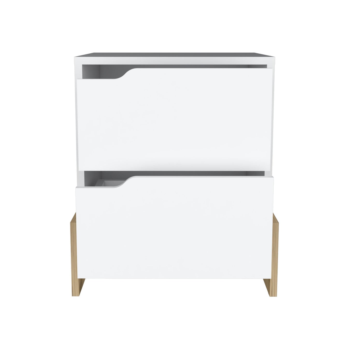 Nightstand with 2-Drawers, End Table with Sturdy Base, White / Macadamia image 2