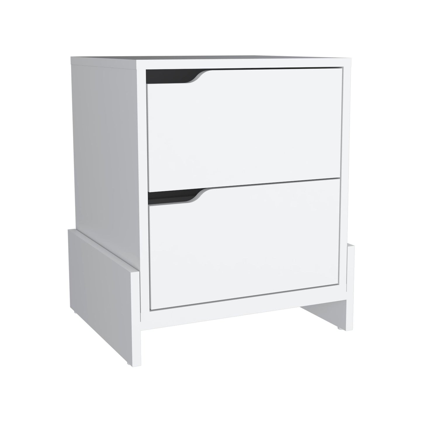 Nightstand with 2-Drawers, End Table with Sturdy Base, White image 3
