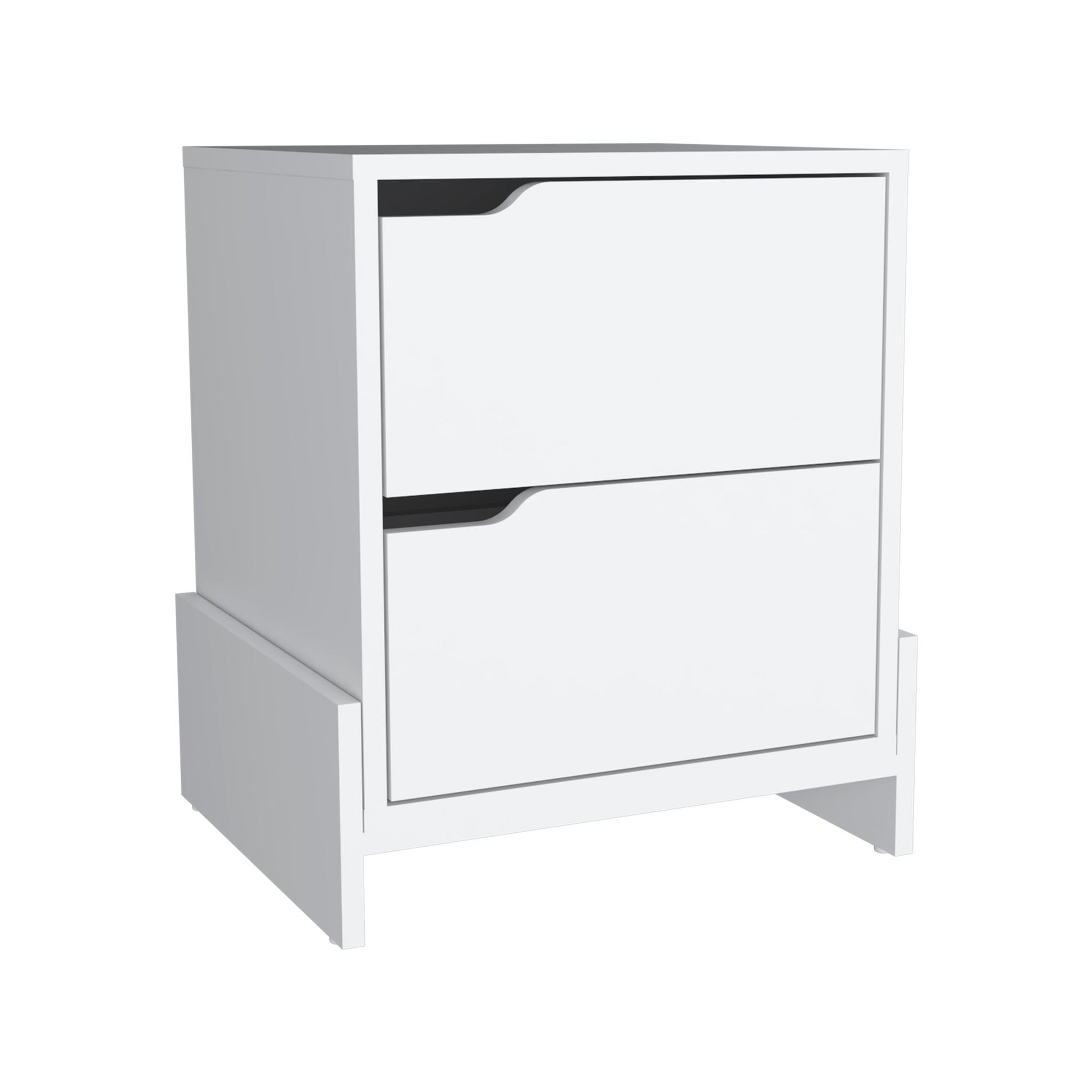Nightstand with 2-Drawers, End Table with Sturdy Base, White image 3