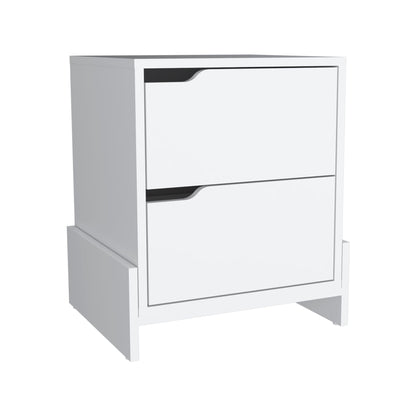 Nightstand with 2-Drawers, End Table with Sturdy Base, White image 3