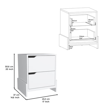 Nightstand with 2-Drawers, End Table with Sturdy Base, White image 4