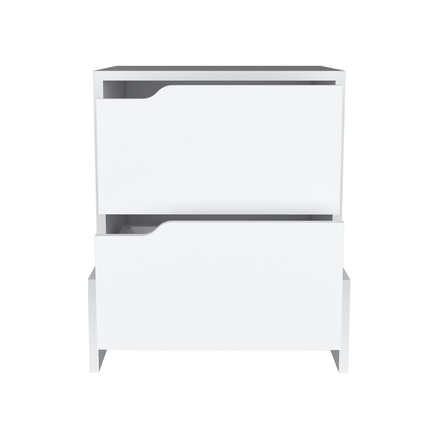 Nightstand with 2-Drawers, End Table with Sturdy Base, White image 2