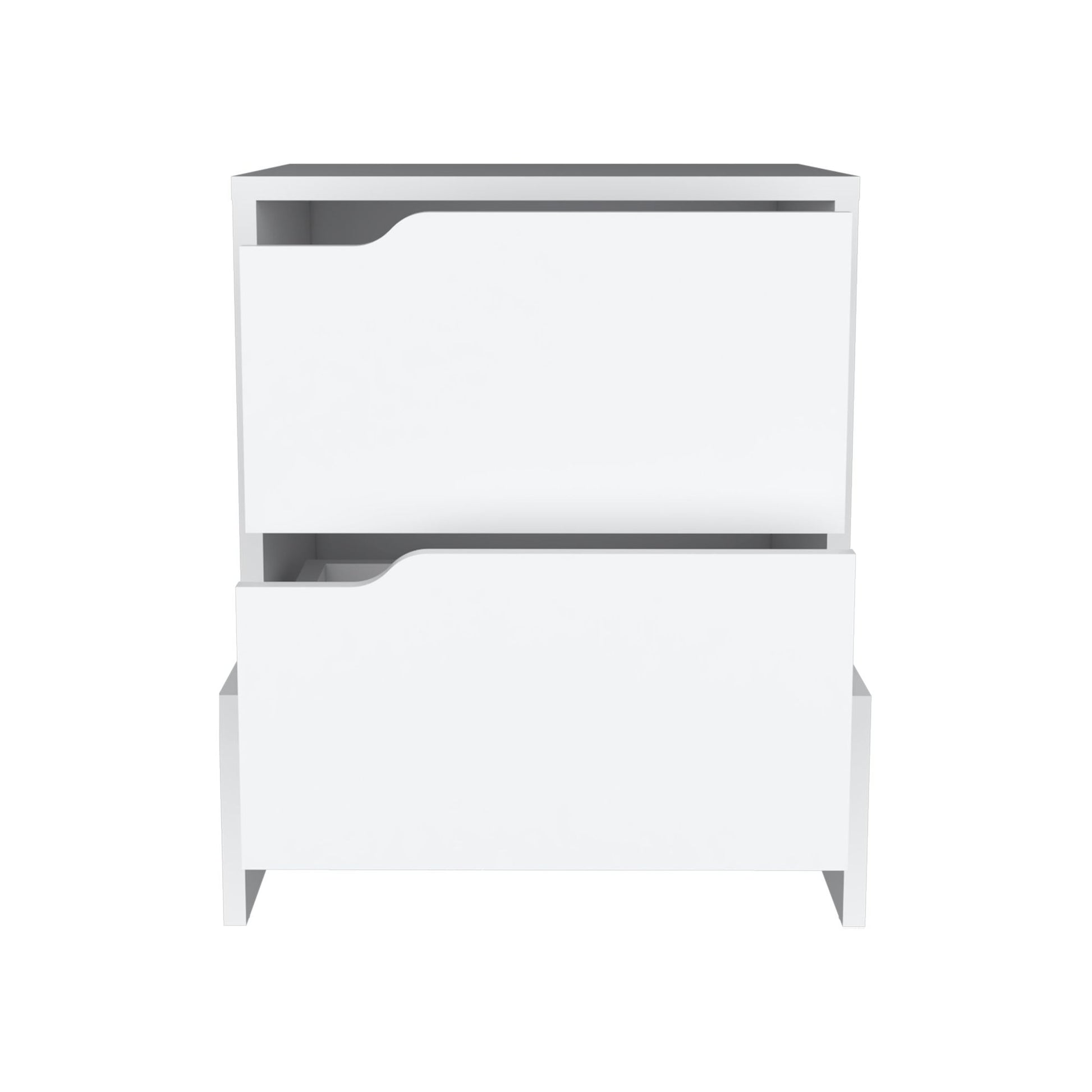 Nightstand with 2-Drawers, End Table with Sturdy Base, White image 2