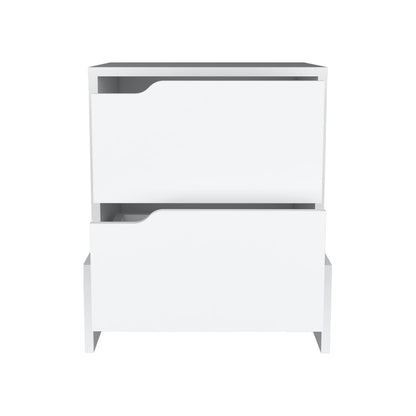 Nightstand with 2-Drawers, End Table with Sturdy Base, White image 2