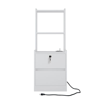 Nightstand with Charging Station, Smart Nightstand with Night Light, Modern Night Stand with Bookshelf, Bedside Tables w image 10