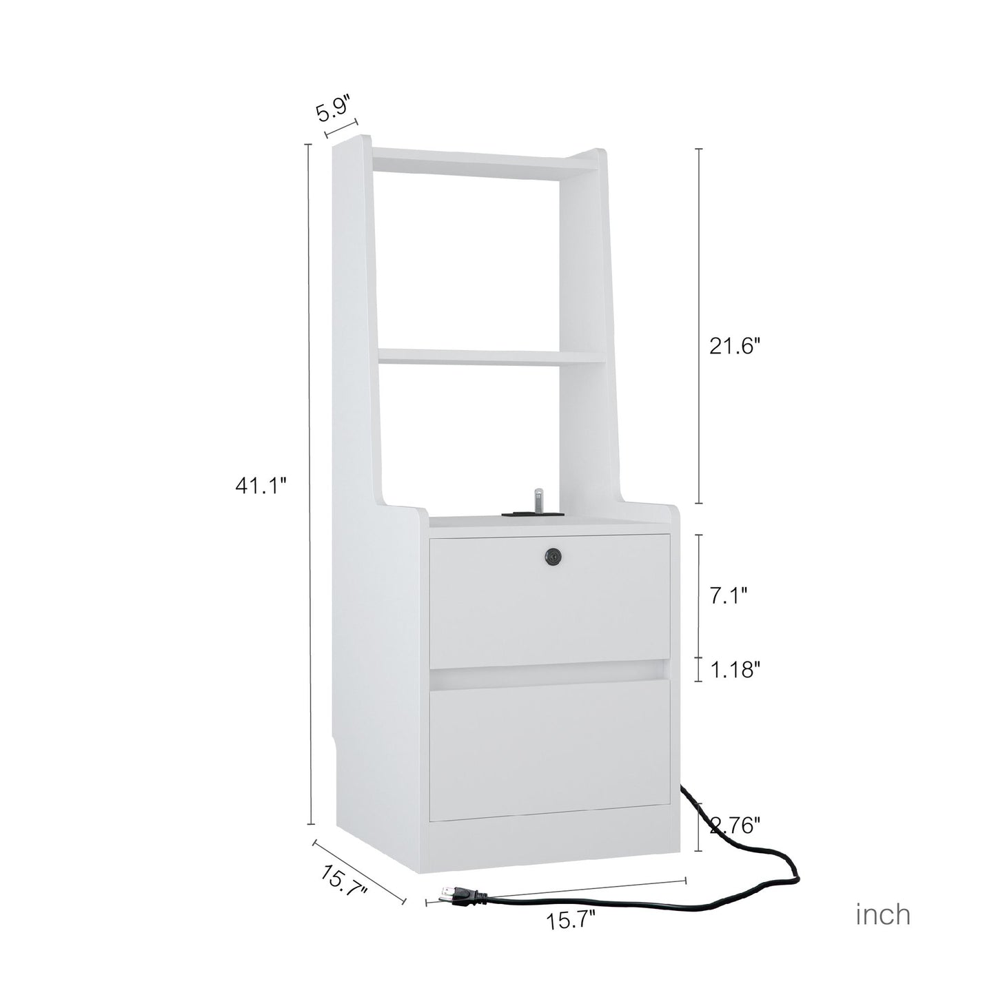 Nightstand with Charging Station, Smart Nightstand with Night Light, Modern Night Stand with Bookshelf, Bedside Tables w image 13