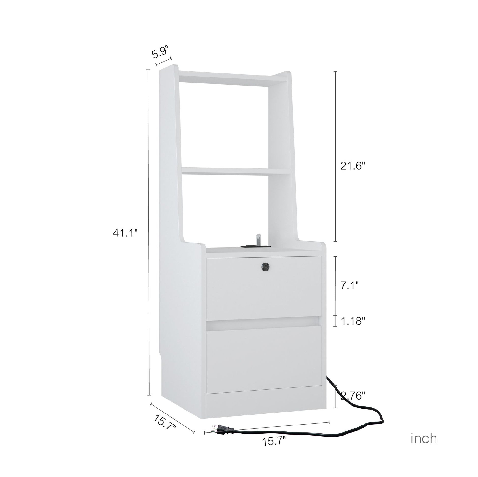 Nightstand with Charging Station, Smart Nightstand with Night Light, Modern Night Stand with Bookshelf, Bedside Tables w image 13