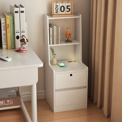 Nightstand with Charging Station, Smart Nightstand with Night Light, Modern Night Stand with Bookshelf, Bedside Tables w image 9