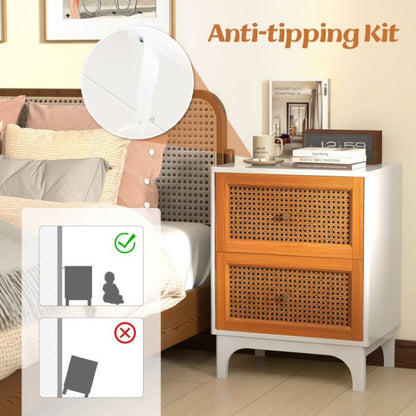 Nightstand with Rattan Decorated for Living Room & Bedroom image 6