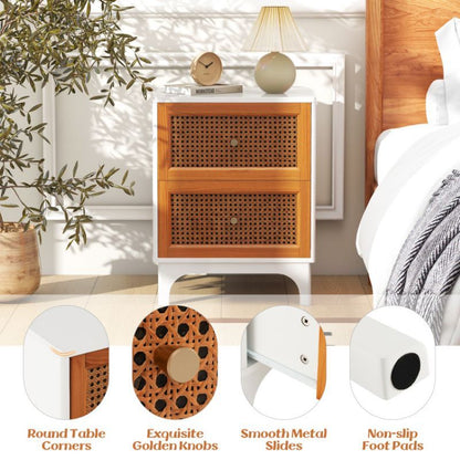 Nightstand with Rattan Decorated for Living Room & Bedroom image 4