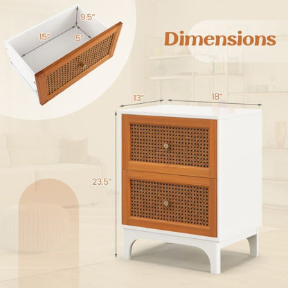 Nightstand with Rattan Decorated for Living Room & Bedroom image 7