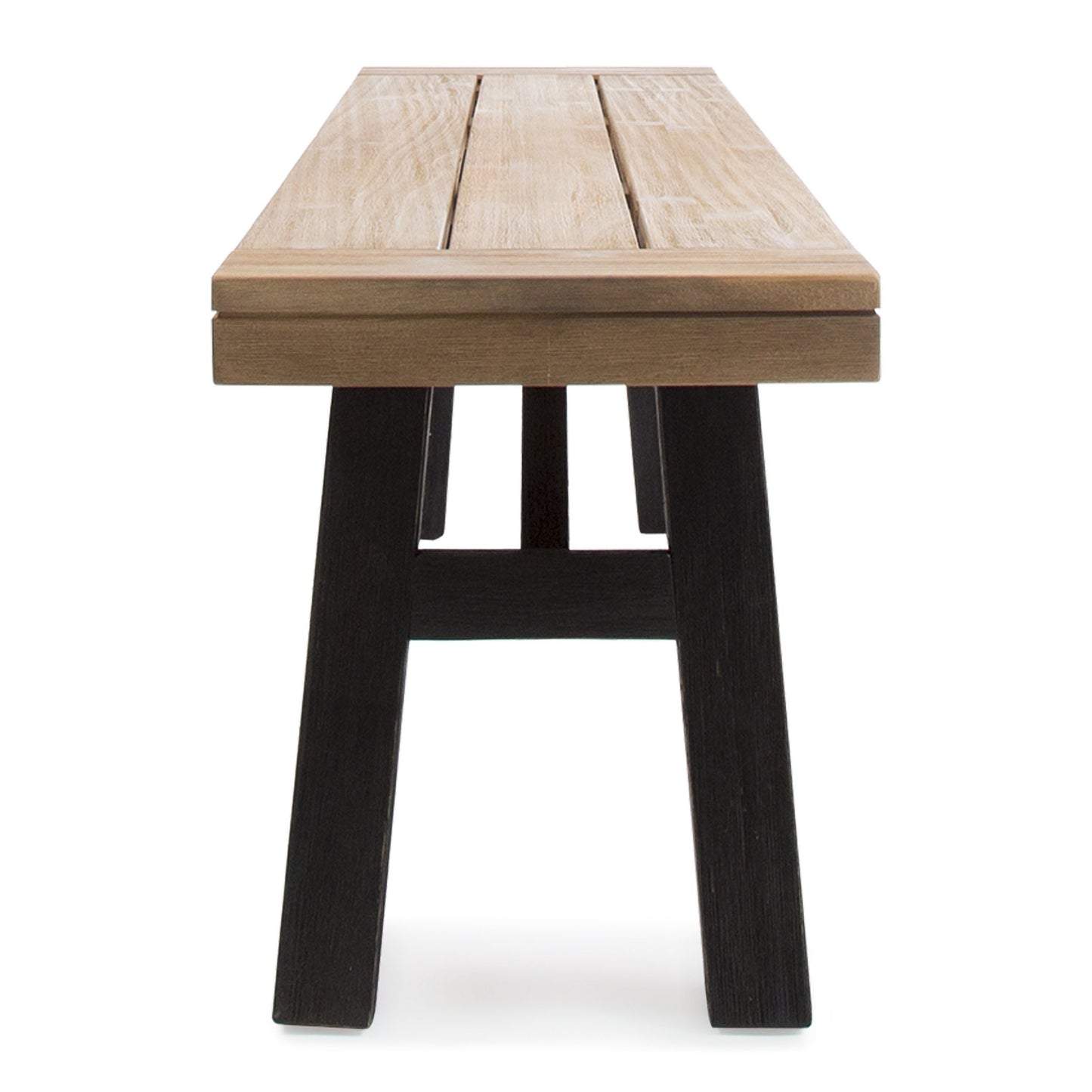 Outdoor Bench with Slat Panel Design and Acacia Wood Frame, Natural and Grey image 6