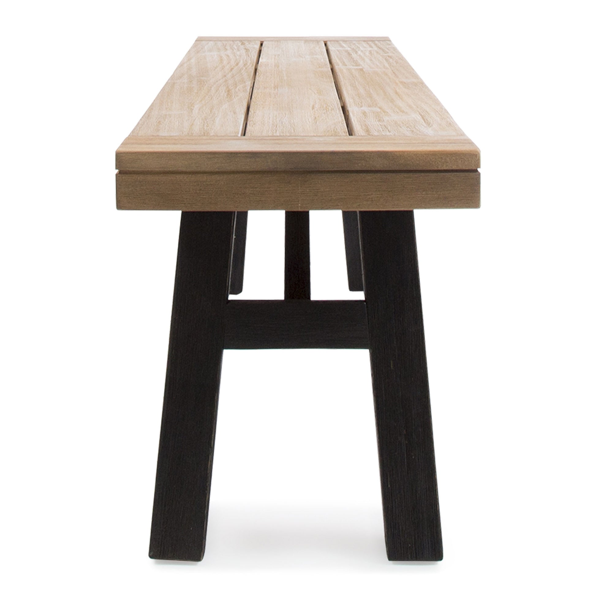 Outdoor Bench with Slat Panel Design and Acacia Wood Frame, Natural and Grey image 6