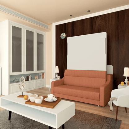 No Need Fix to The Wall Morden Deisgn Vertical Murphy Bed with Sofa for Bedroom or Guestroom White Wall Bed Space Saving image 13