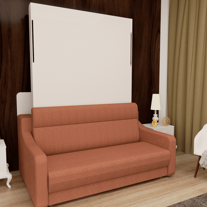 No Need Fix to The Wall Morden Deisgn Vertical Murphy Bed with Sofa for Bedroom or Guestroom White Wall Bed Space Saving image 11