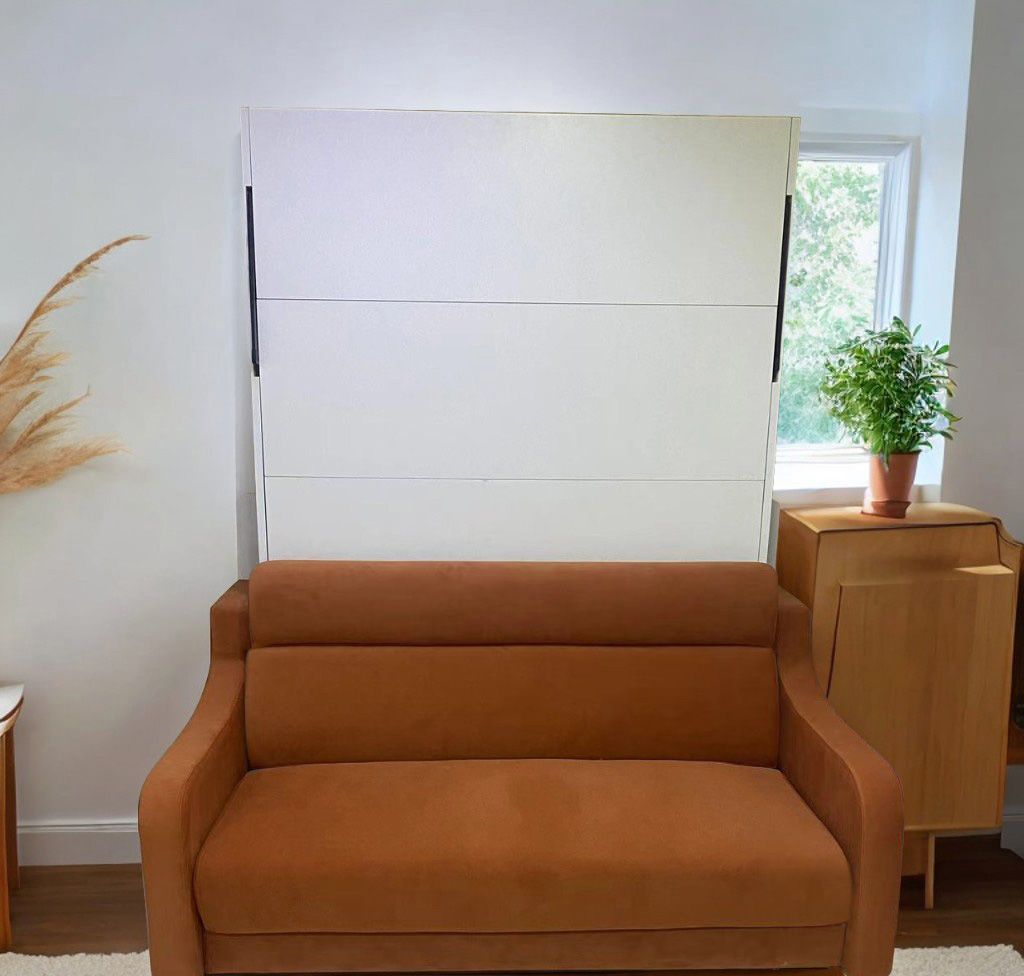 No Need Fix to The Wall Morden Deisgn Vertical Murphy Bed with Sofa for Bedroom or Guestroom White Wall Bed Space Saving image 14