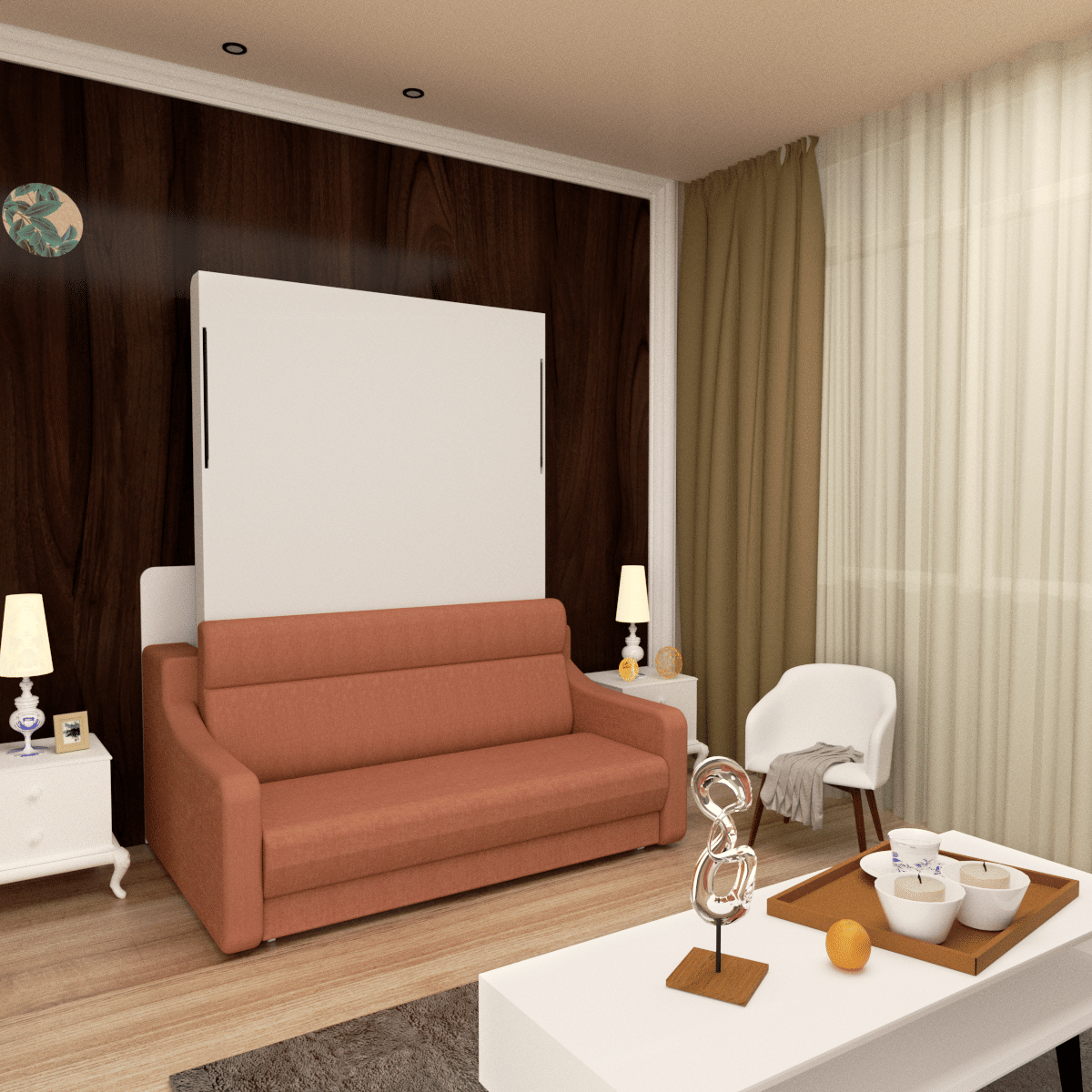 No Need Fix to The Wall Morden Deisgn Vertical Murphy Bed with Sofa for Bedroom or Guestroom White Wall Bed Space Saving image 12