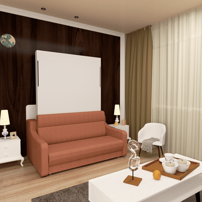 No Need Fix to The Wall Morden Deisgn Vertical Murphy Bed with Sofa for Bedroom or Guestroom White Wall Bed Space Saving image 12