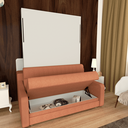 No Need Fix to The Wall Morden Deisgn Vertical Murphy Bed with Sofa for Bedroom or Guestroom White Wall Bed Space Saving image 10