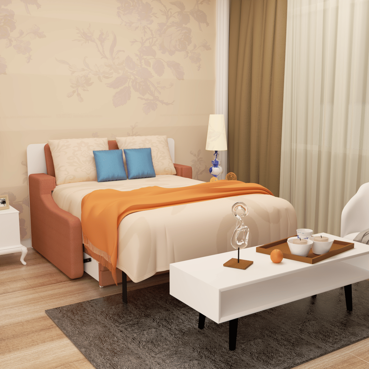 No Need Fix to The Wall Morden Deisgn Vertical Murphy Bed with Sofa for Bedroom or Guestroom White Wall Bed Space Saving image 4
